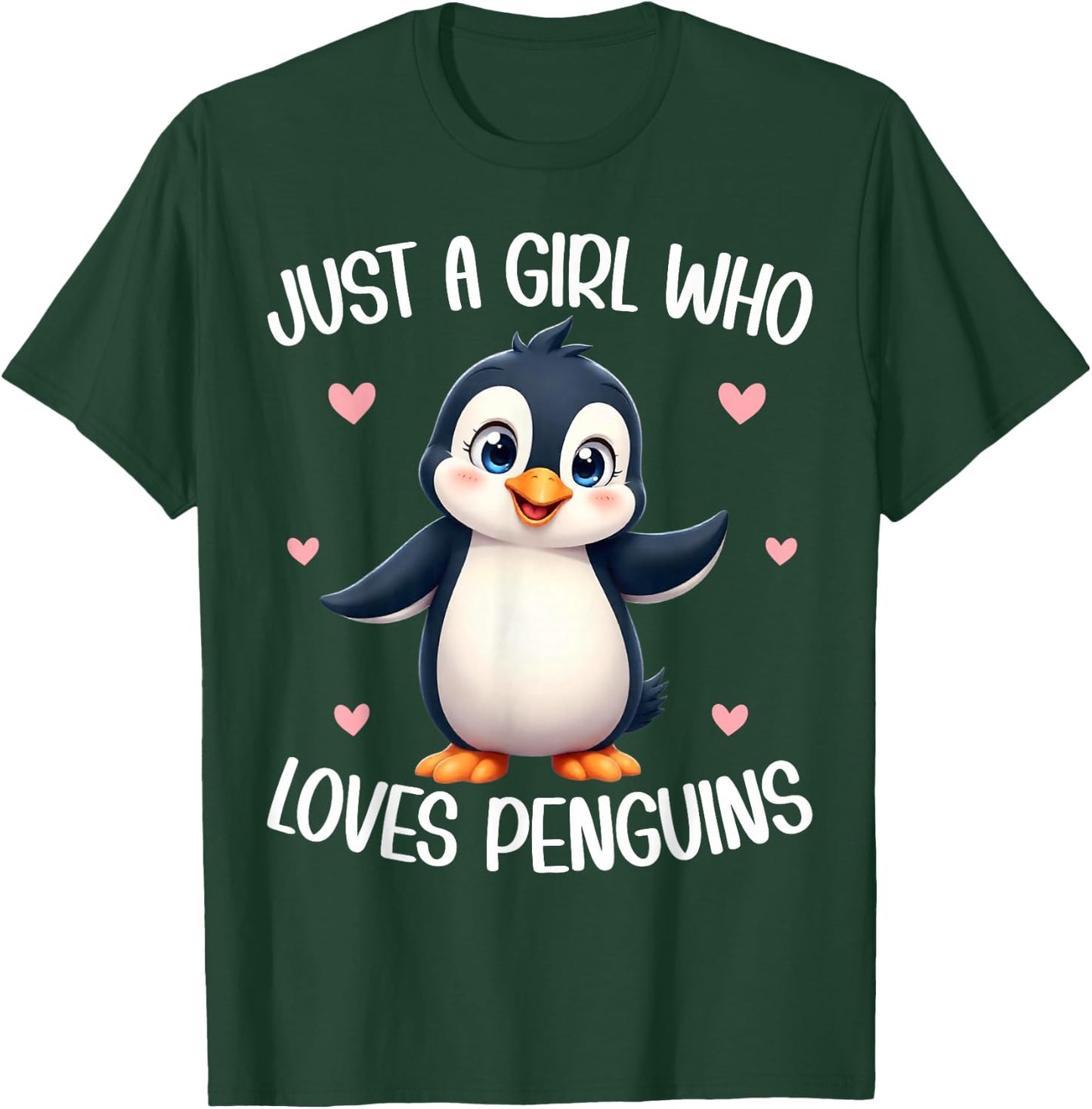 Just A Girl Who Loves Penguins Kids Girls Cute Penguin Lover T-Shirt - T-Shirt | Forest
