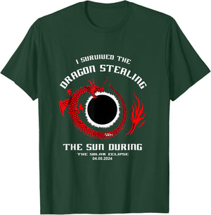 I Survived the Dragon Stealing the Sun Solar Eclipse 2024 T-Shirt - T-Shirt | Forest
