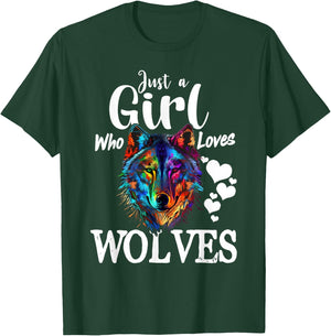 Just a Girl Who Loves Wolves Funny Women Wolf Lover T-Shirt - T-Shirt | Forest