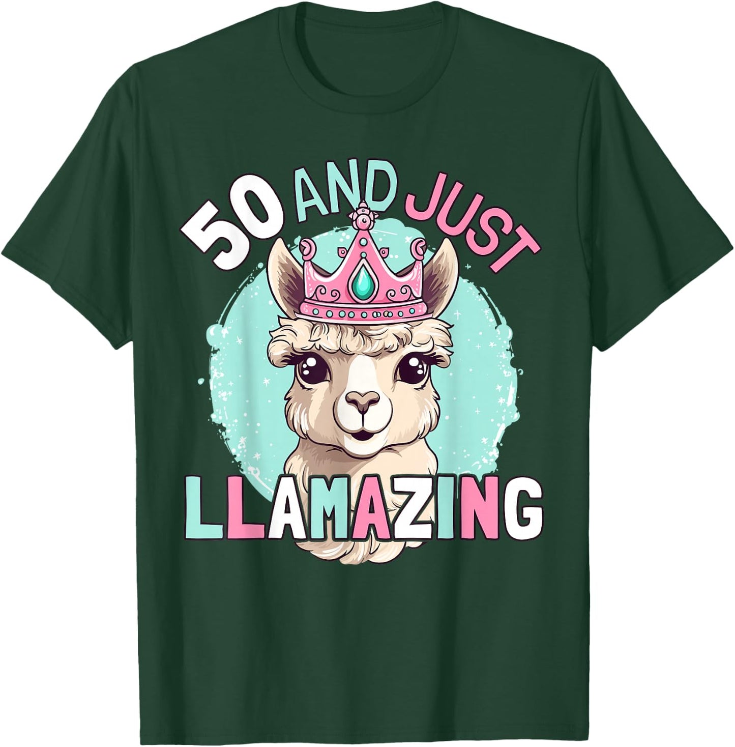 50th Birthday Llama Lover Funny Age 50 Years T-Shirt - T-Shirt | Forest
