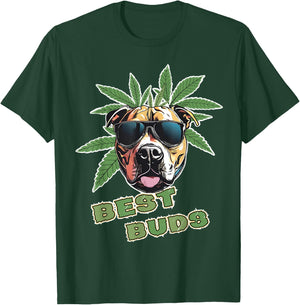 Best Buds Funny Weed Pitbull Dog Marijuana Women T-Shirt - T-Shirt | Forest