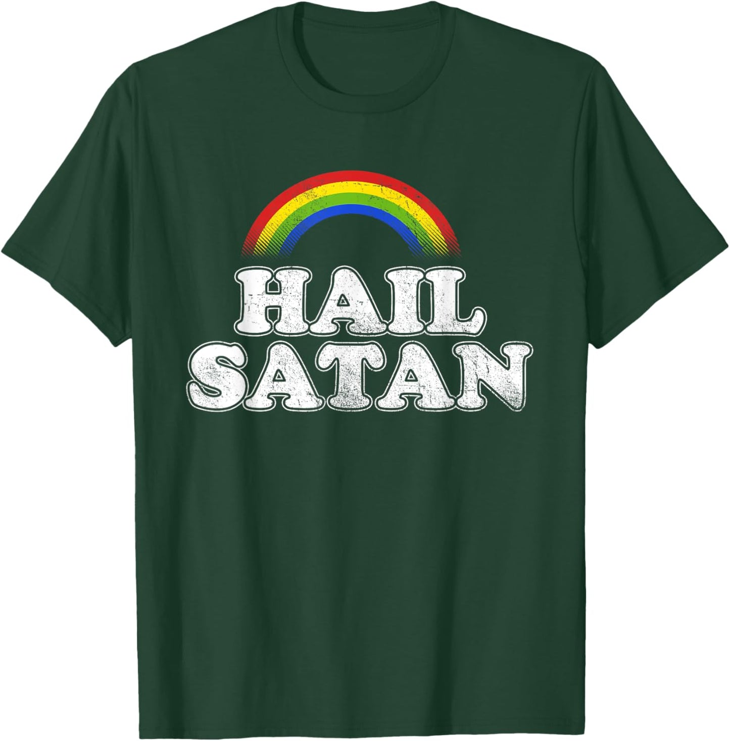 Hail Satan Funny Ironic Rainbow T-Shirt - T-Shirt | Forest