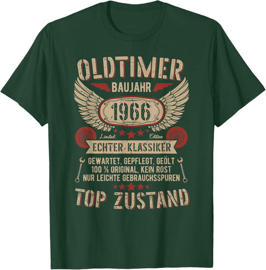 Oldtimer Baujahr 1966 Geboren Vintage Birthday Retro T-Shirt - T-Shirt | Forest