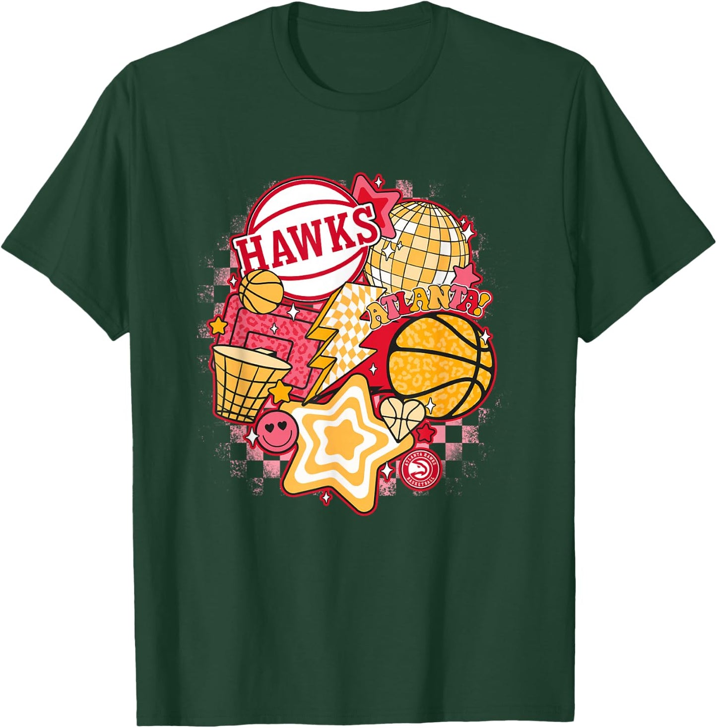 NBA Atlanta Hawks Psychedelic Basketball Collage T-Shirt - T-Shirt | Forest