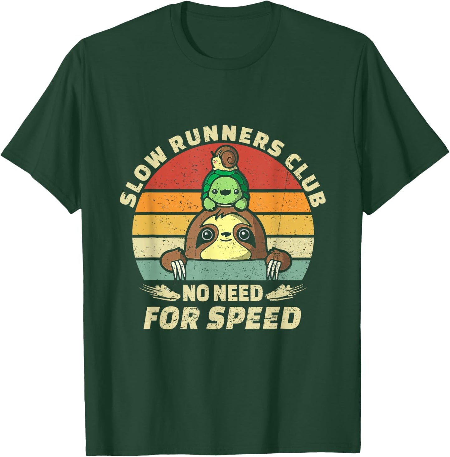 Vintage Retro Funny Sloth Running Team Slow Runners Club T-Shirt - T-Shirt | Forest