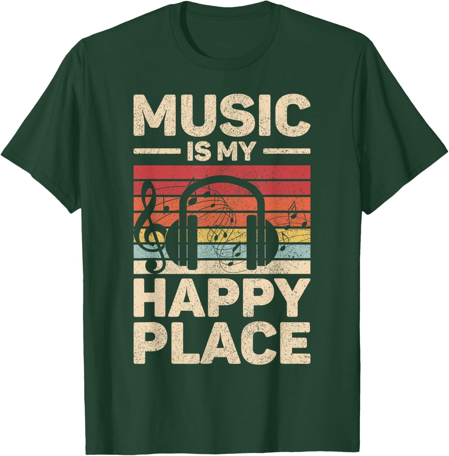 Music Is My Happy Place Musician Outfit EDM Music Lovers DJ T-Shirt - T-Shirt | Forest