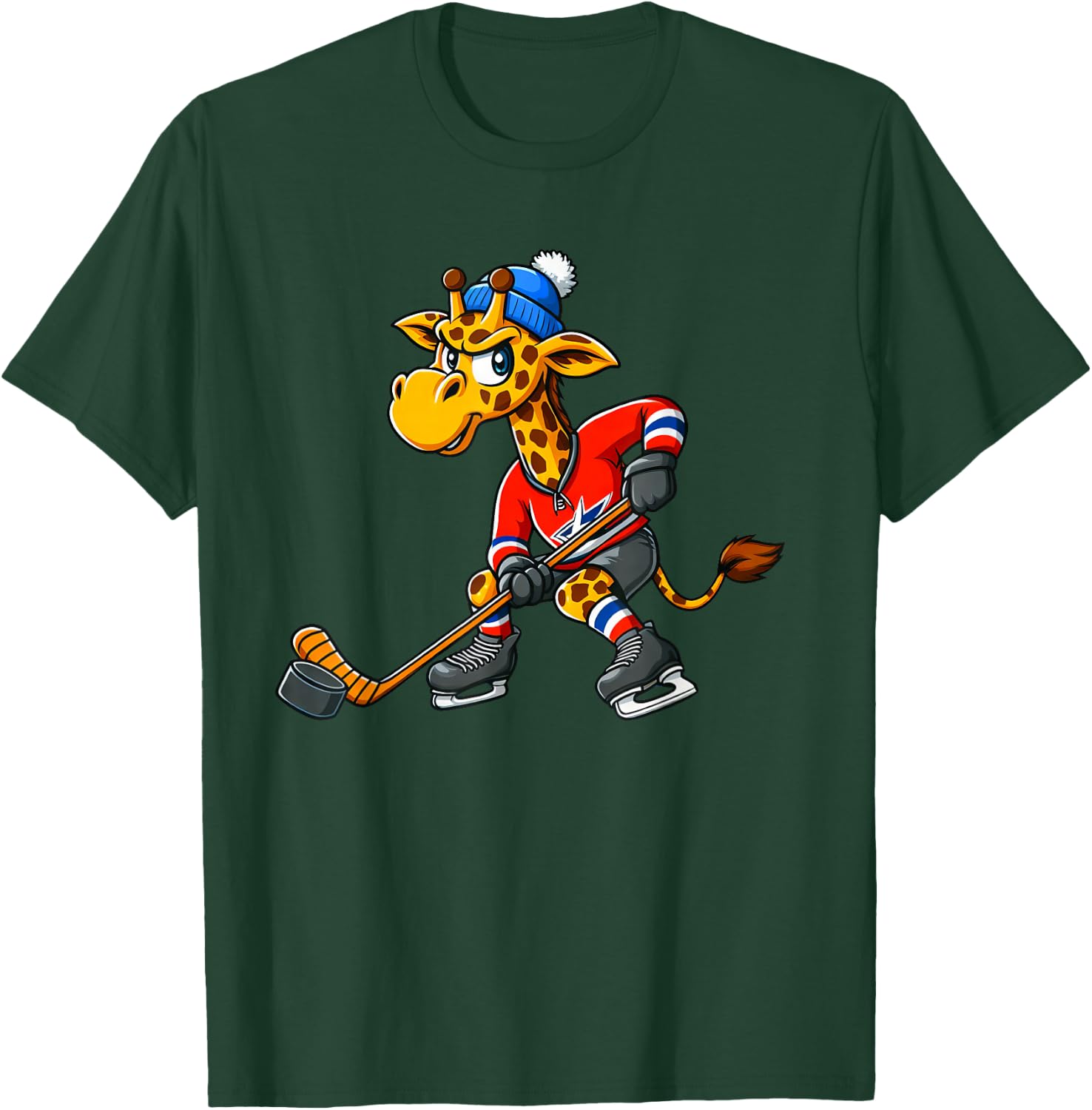 Cool Cartoon Hockey Giraffe T-Shirt - T-Shirt | Forest