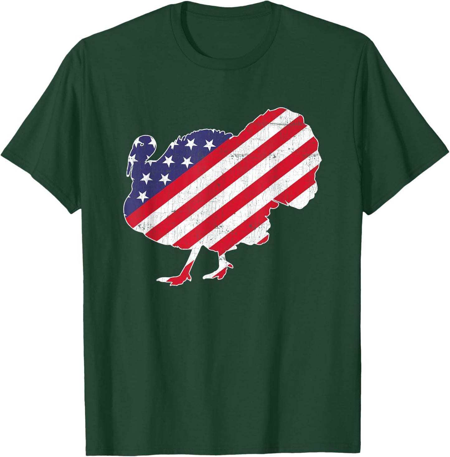 Vintage Turkey 4th of July Patriotic American Flag T-Shirt - T-Shirt | Forest