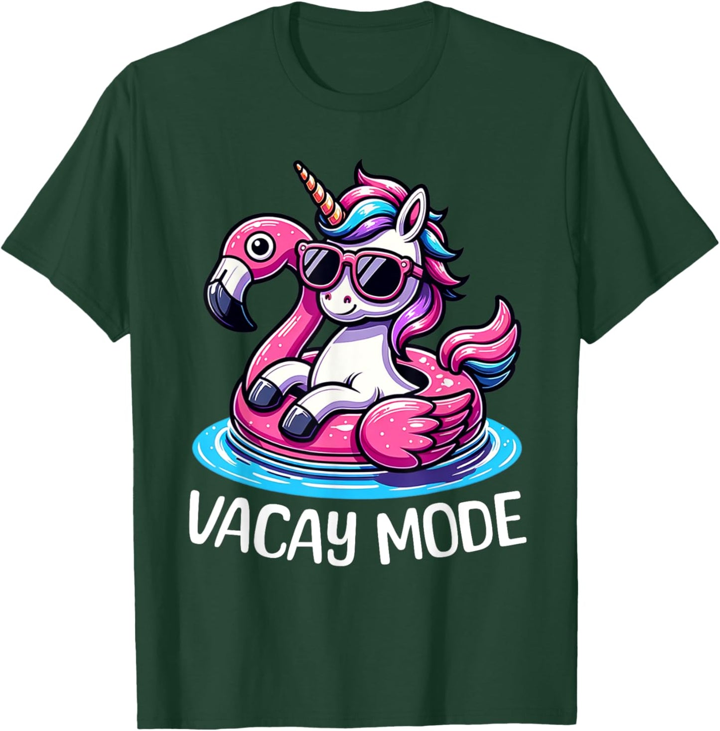 Cute Unicorn Vacay Mode Funny Family Vacation Kids Girls T-Shirt - T-Shirt | Forest