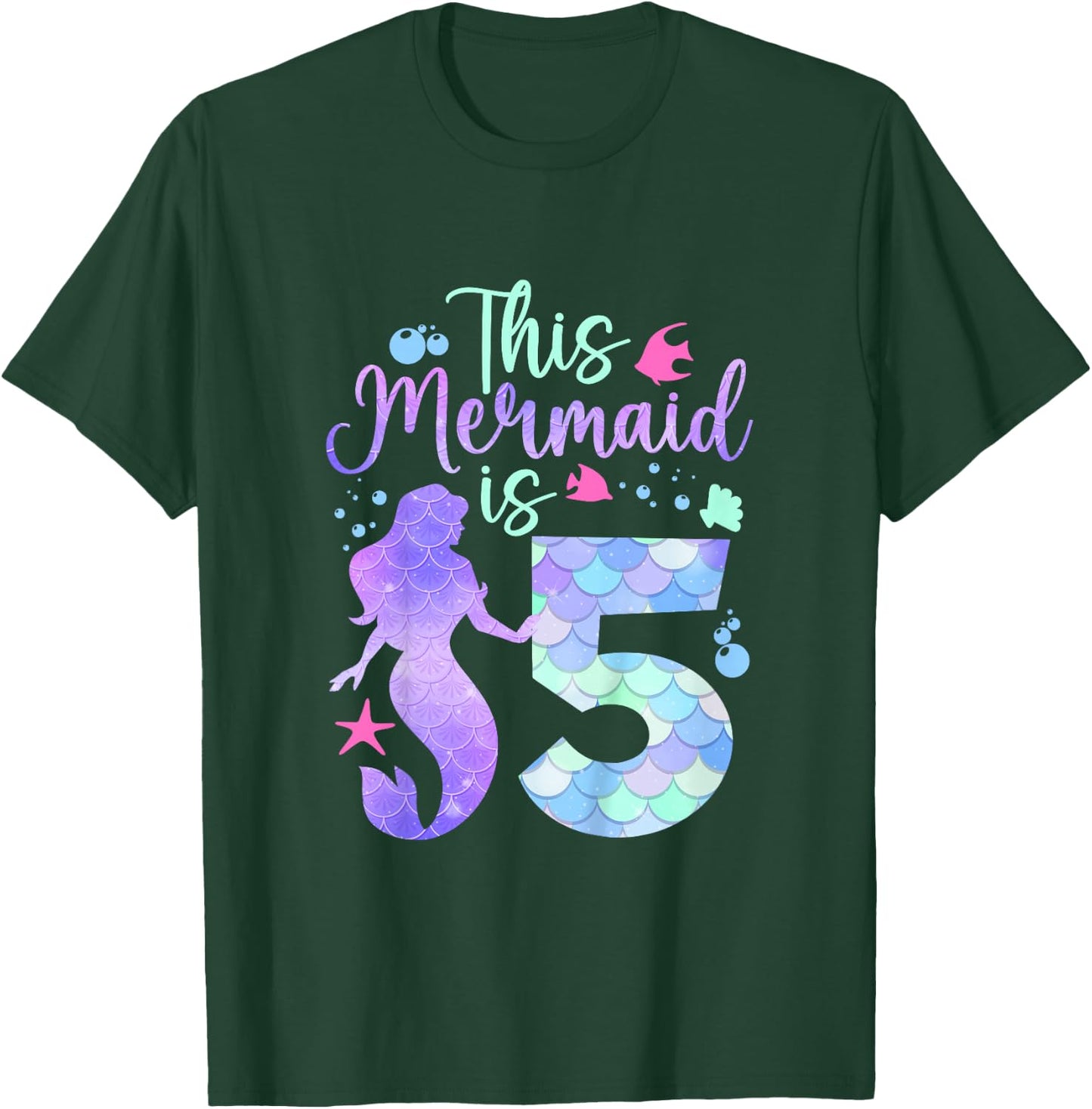 Kids This Mermaid is 5 Birthday Girls Mermaid T-Shirt - T-Shirt | Forest