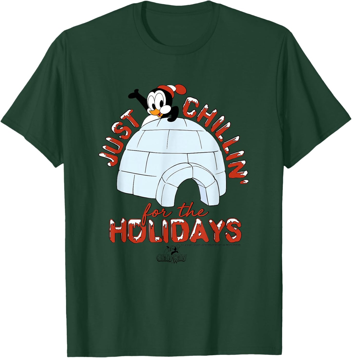 Chilly Willy - , Blue, Short Sleeve, Size Small, Casual, Cartoon Graphic, Holiday Theme T-Shirt - T-Shirt | Forest