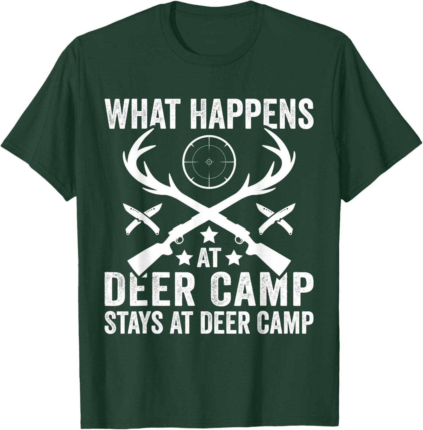 What Happens Stays At Deer Camp Funny Deer Hunting T-Shirt - T-Shirt | Forest