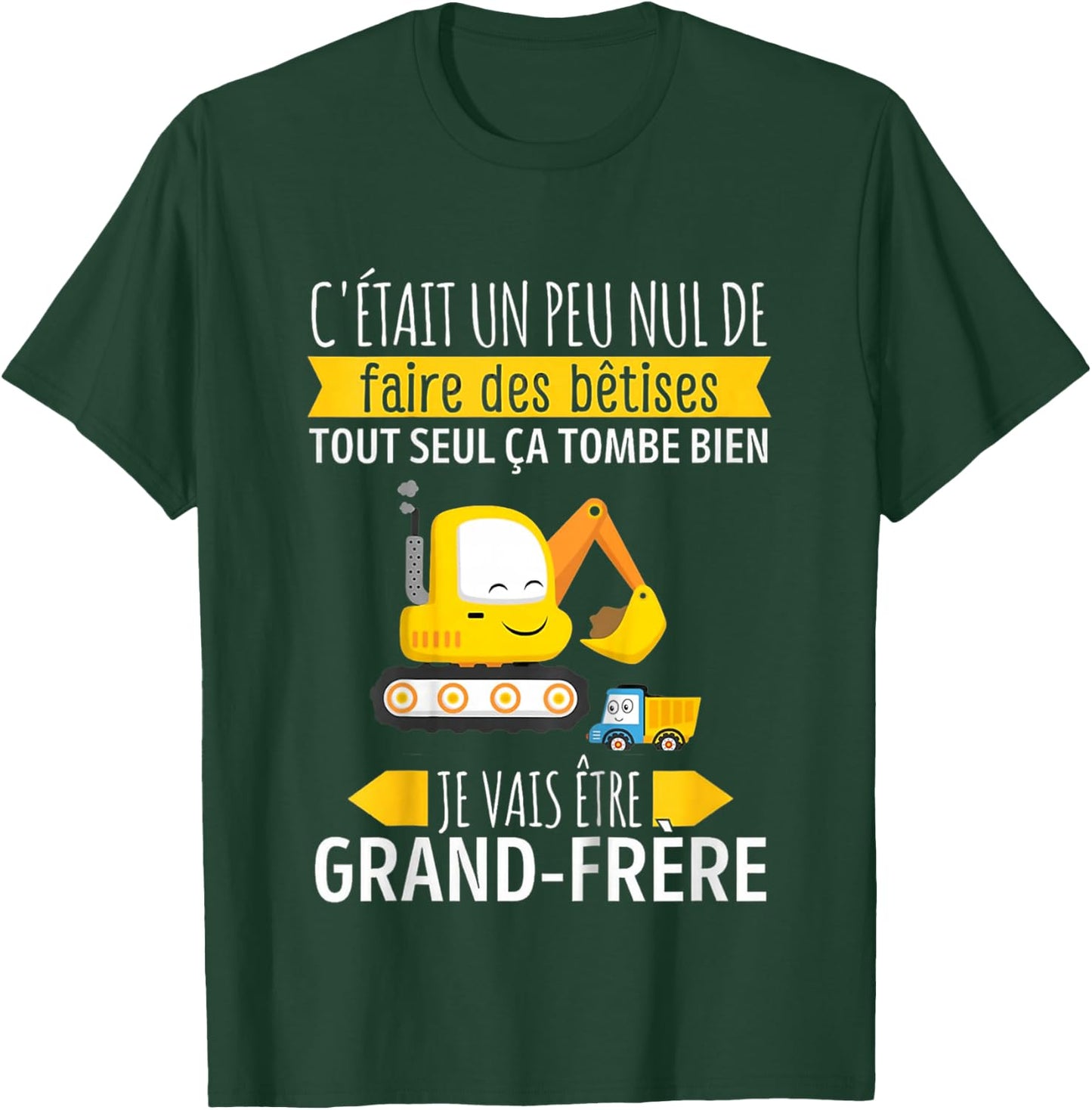 Child Future Big Brother 2024 Construction Excavator , Black, 2 T-Shirt - T-Shirt | Forest