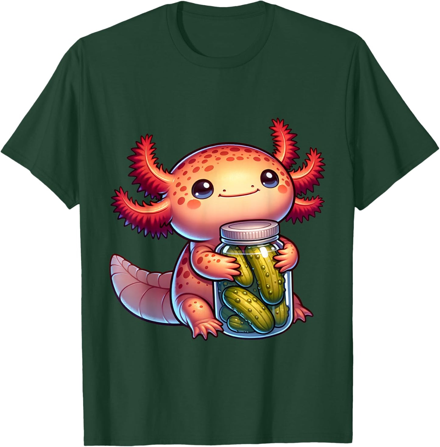 Cute Axolotl With Pickles. Funny Axolotl And Pickles Lover T-Shirt - T-Shirt | Forest