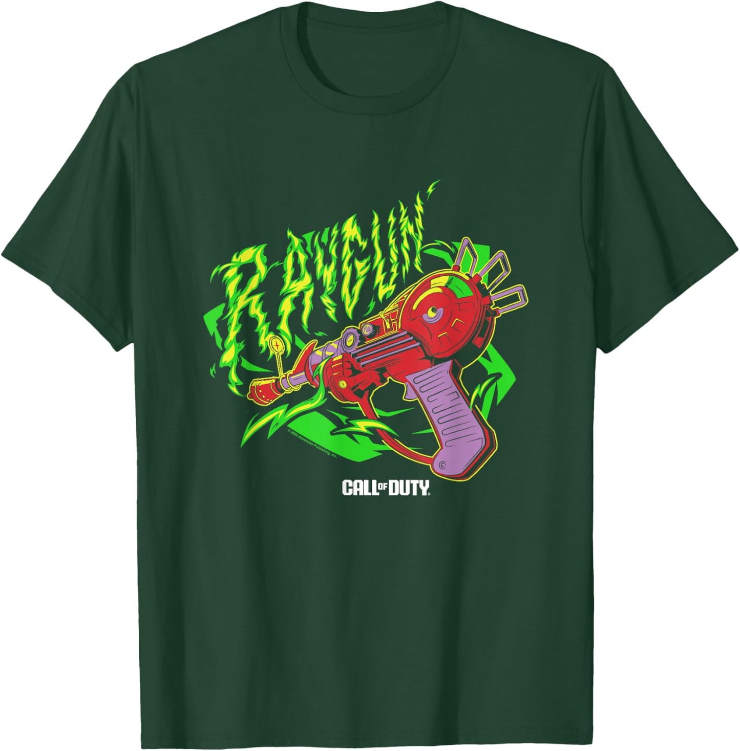 Call Of Duty Raygun Zombie Green Neon Big Chest Retro Logo , Black, S T-Shirt - T-Shirt | Forest