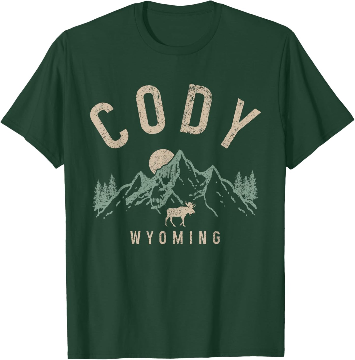 Cody Wyoming Vintage Mountains Moose Nature Lover T-Shirt - T-Shirt | Forest