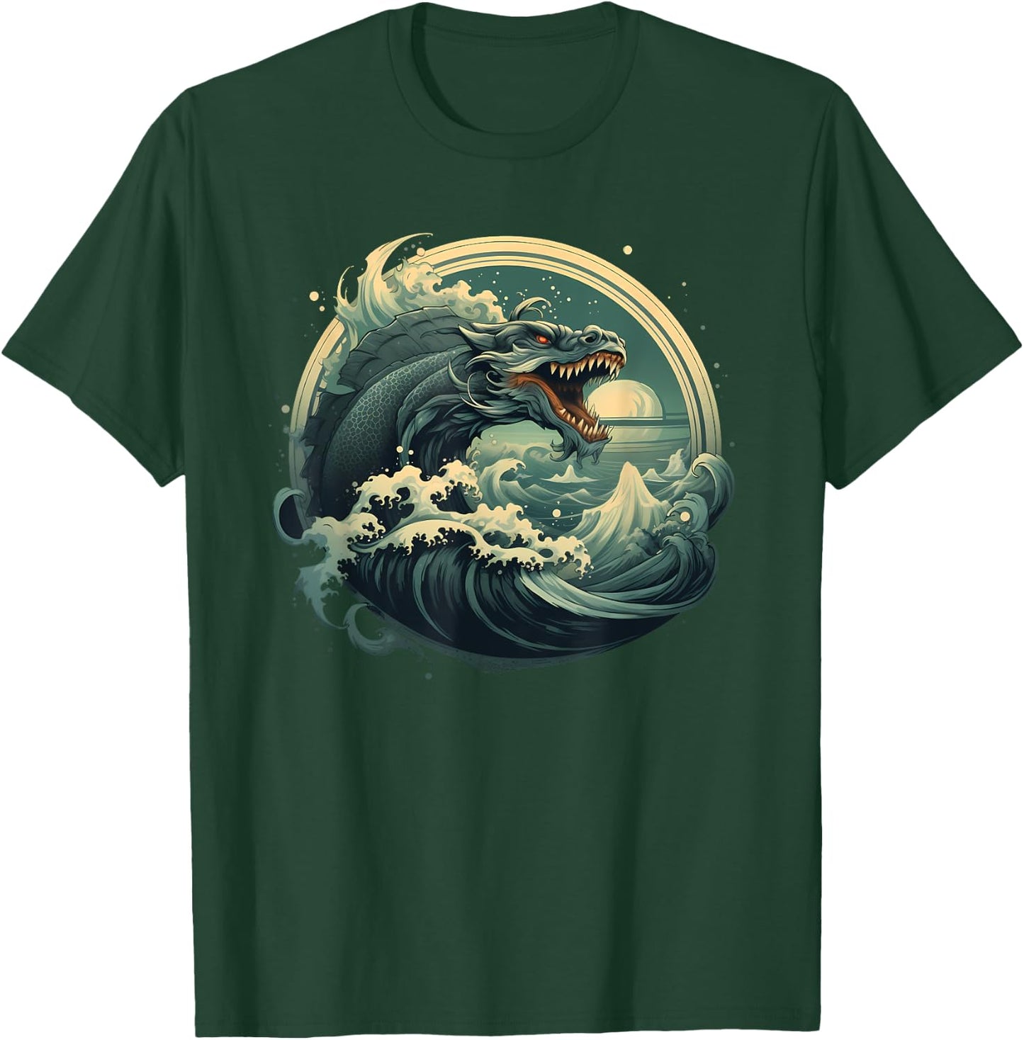 Sea Monster Leviathan Ocean Creature Vintage Art Graphic T-Shirt - T-Shirt | Forest