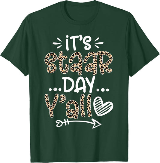 Leopard It's Staar Day Y'all Test Day For Teacher Student T-Shirt - T-Shirt | Forest