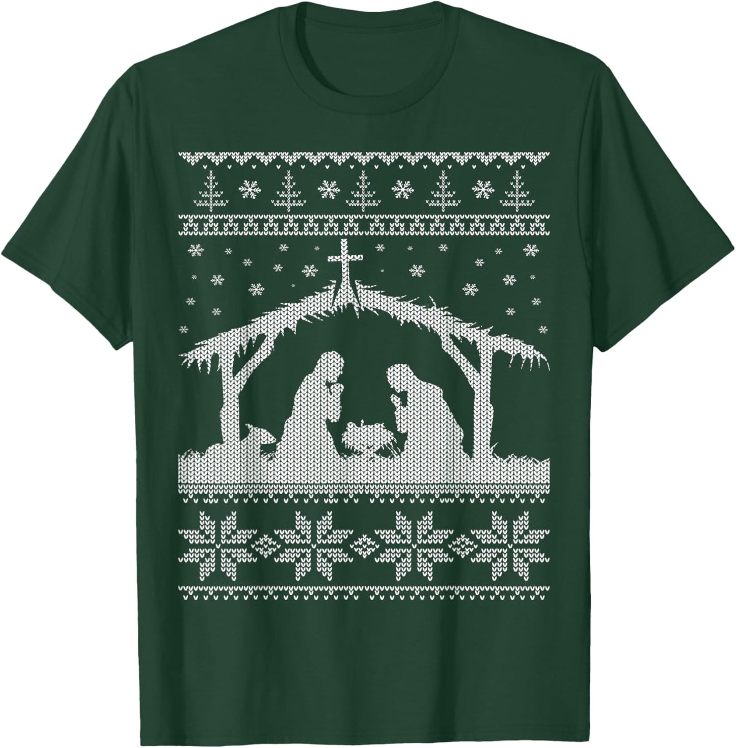 Nativity Scene Ugly Christmas Sweater Design Shirt T-Shirt - T-Shirt | Forest