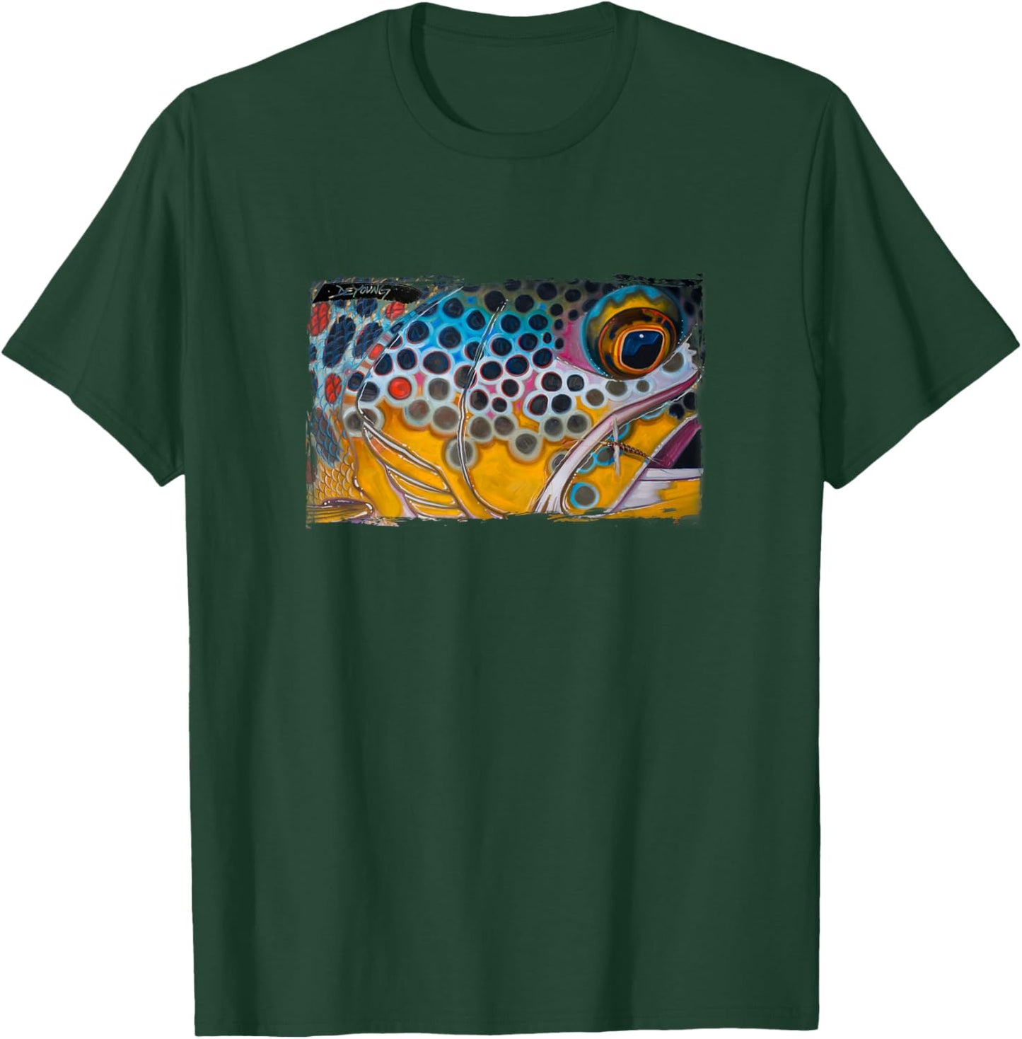 Brown Trout and Dry Fly Derek DeYoung T-Shirt - T-Shirt | Forest