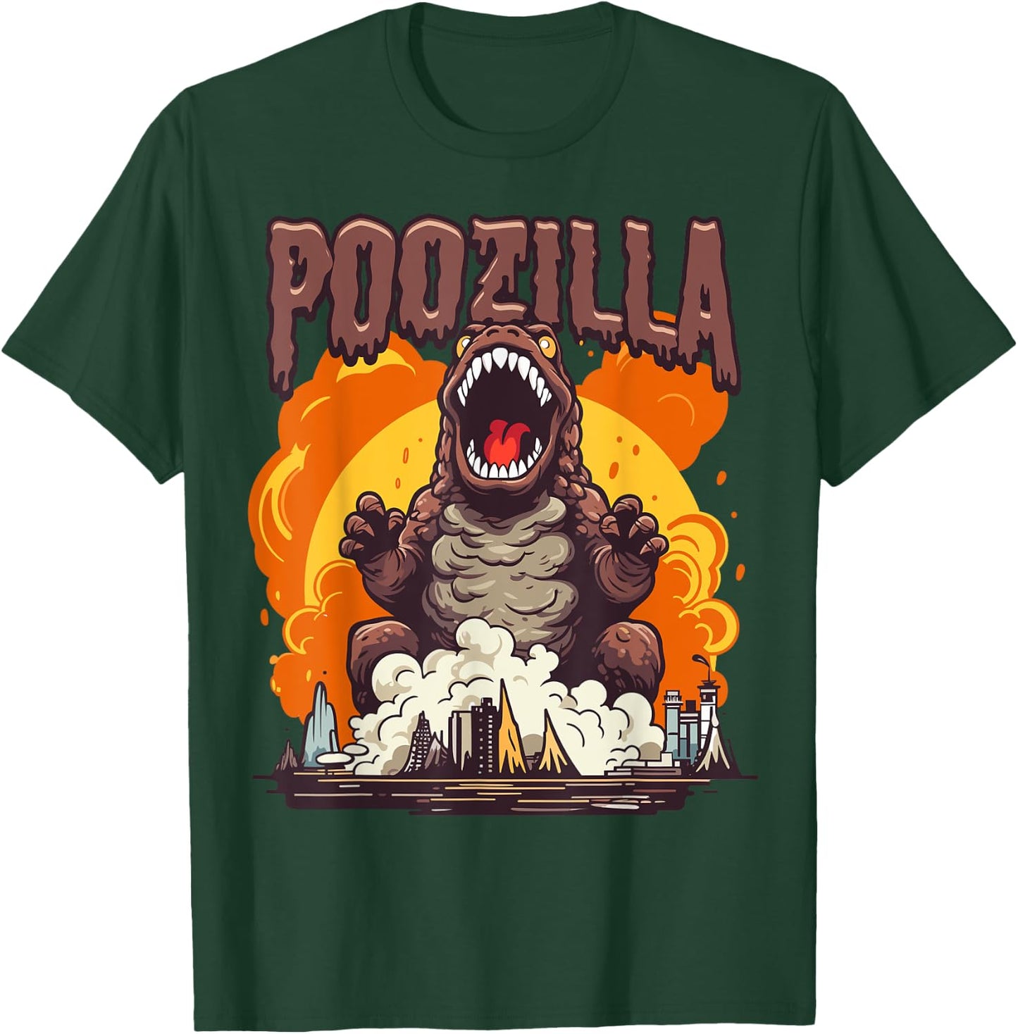 Poozilla Explosive Monstrous Diarrhea Poop Meme Funny T-Shirt - T-Shirt | Forest
