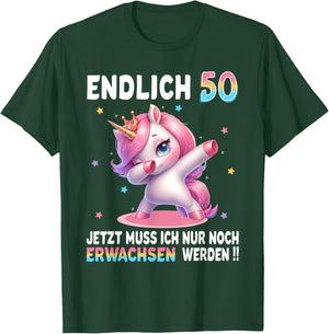 50th Birthday Woman 50 Years Party Outfit Funny Unicorn , black T-Shirt - T-Shirt | Forest