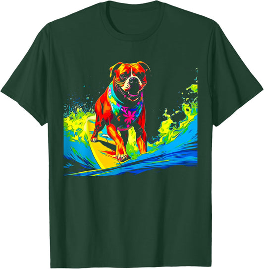 Boxer Dog Pop Art Surf T-Shirt - T-Shirt | Forest