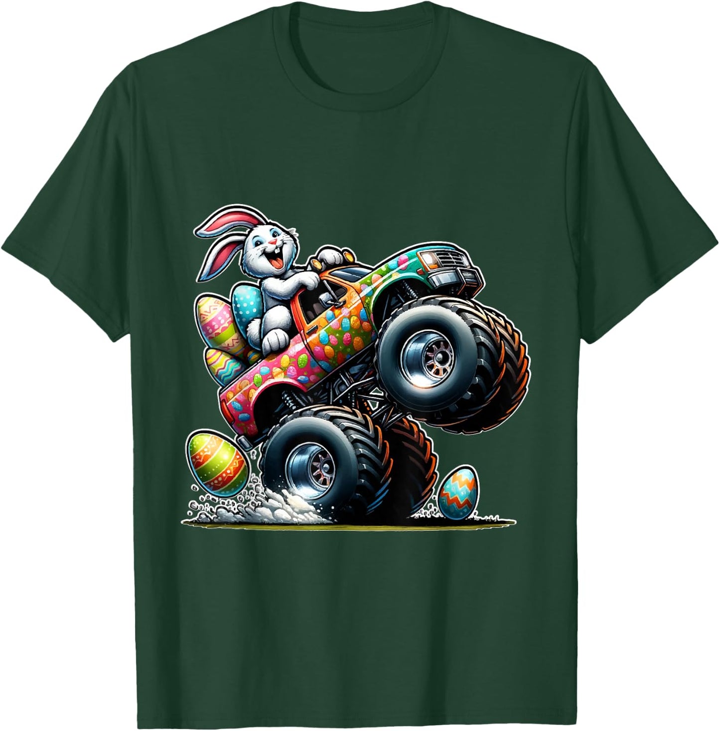 Happy Easter Eggs Monster Truck Easter Bunny T-Shirt - T-Shirt | Forest