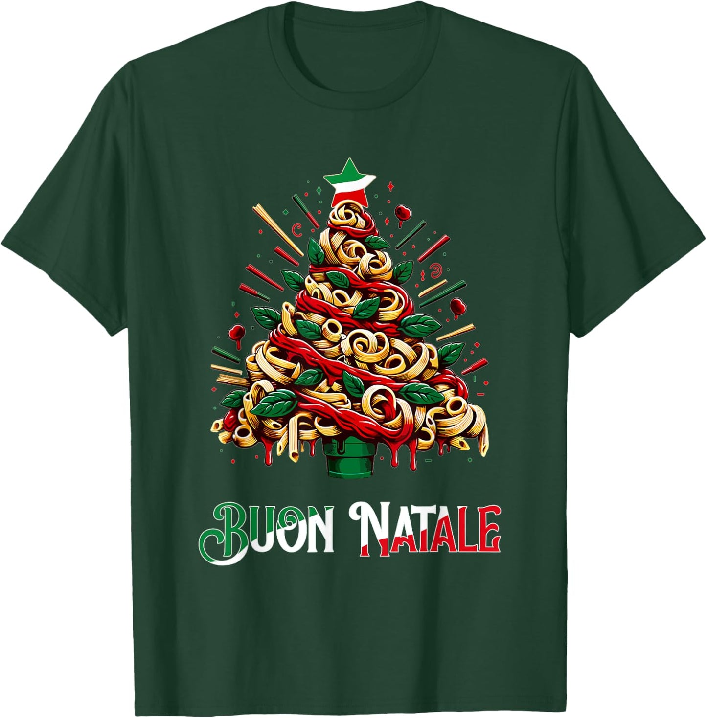 Buon Natale Italian Pasta Christmas Tree Xmas Women T-Shirt - T-Shirt | Forest