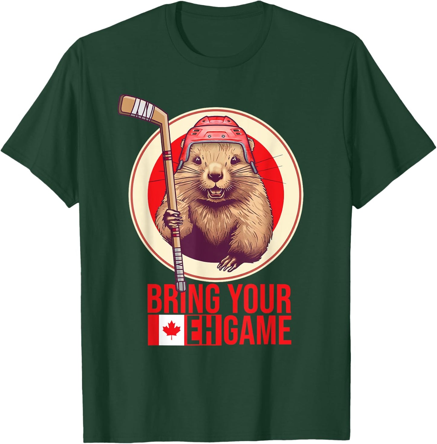 Canadian Hockey Beaver. Canada day, bring your eh! game T-Shirt - T-Shirt | Forest
