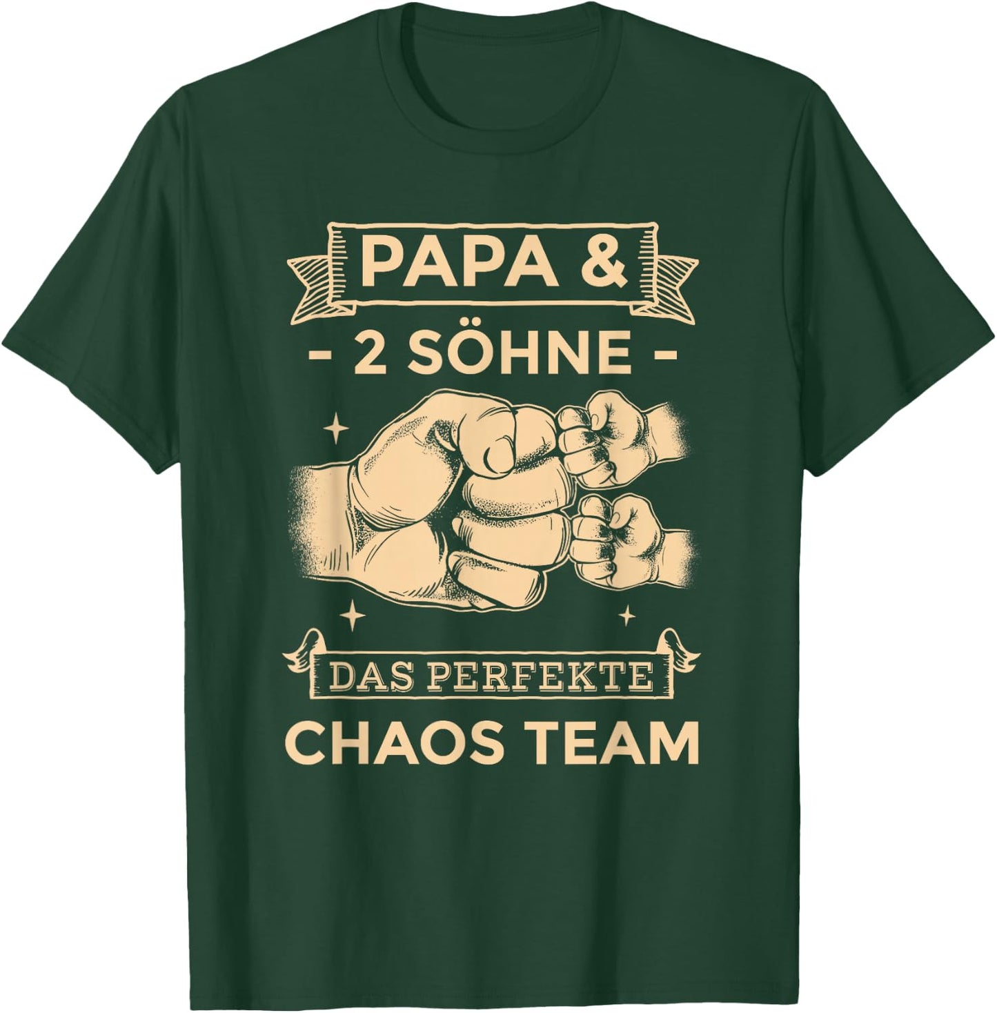 Papa & 2 Söhne Chaos Team Partnerlook Männertag Vatertag T-Shirt - T-Shirt | Forest