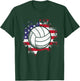 Volleyball American Flag Volleyball Lover Men Women Kids T-Shirt - T-Shirt | Forest