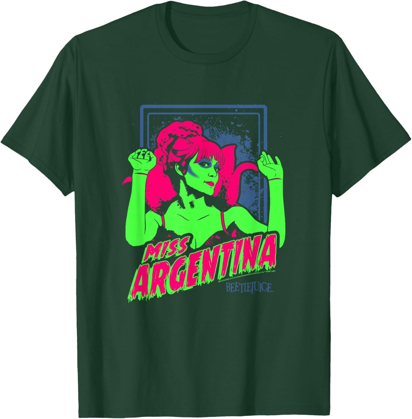 Beetlejuice Neon Vintage Miss Argentina Scary Poster T-Shirt - T-Shirt | Forest