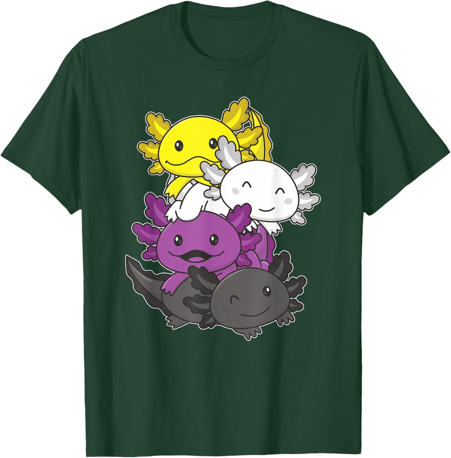 Nonbinary Flag Pride Month LGBTQ Nonbinary Axolotl T-Shirt - T-Shirt | Forest