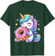 Cute Hungry Unicorn Eating Donut Boys Girls Men Women Kids T-Shirt - T-Shirt | Forest