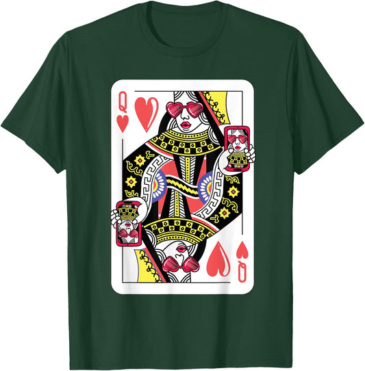 Queen Of Hearts Funny Playing Card Shirt. Poker Costume Gift T-Shirt - T-Shirt | Forest