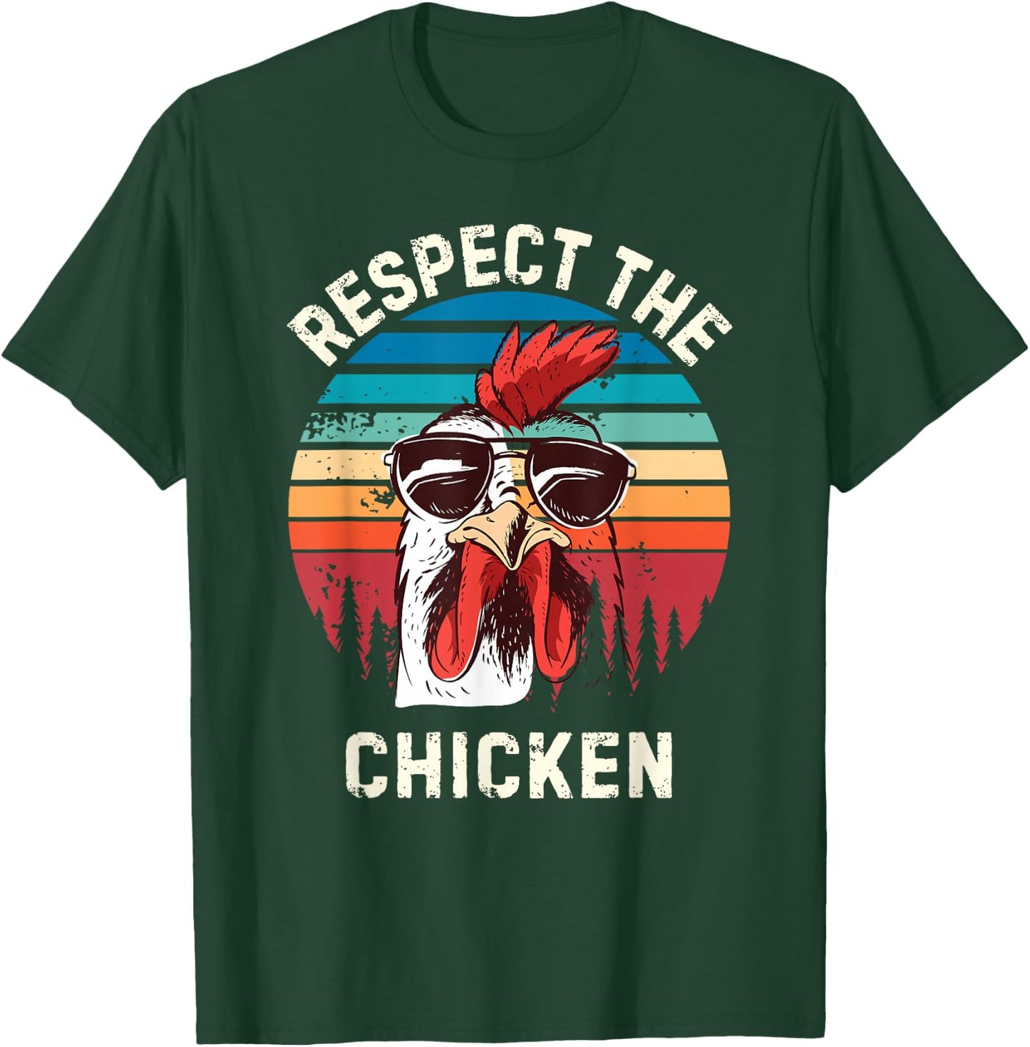 Retro Respect The Chicken Vintage Grunge Chicken Lover T-Shirt - T-Shirt | Forest