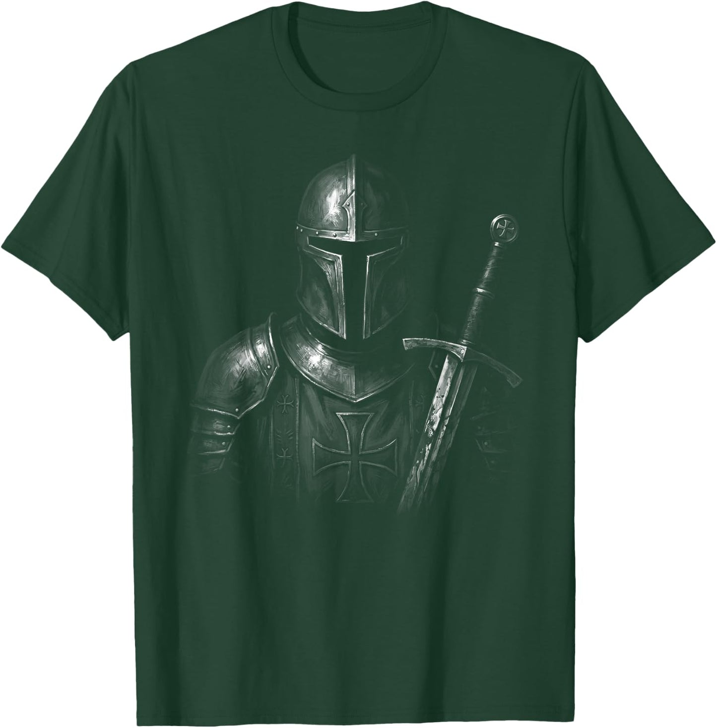 Knight Christian Portrait Templar Warrior of God Crusader T-Shirt - T-Shirt | Forest