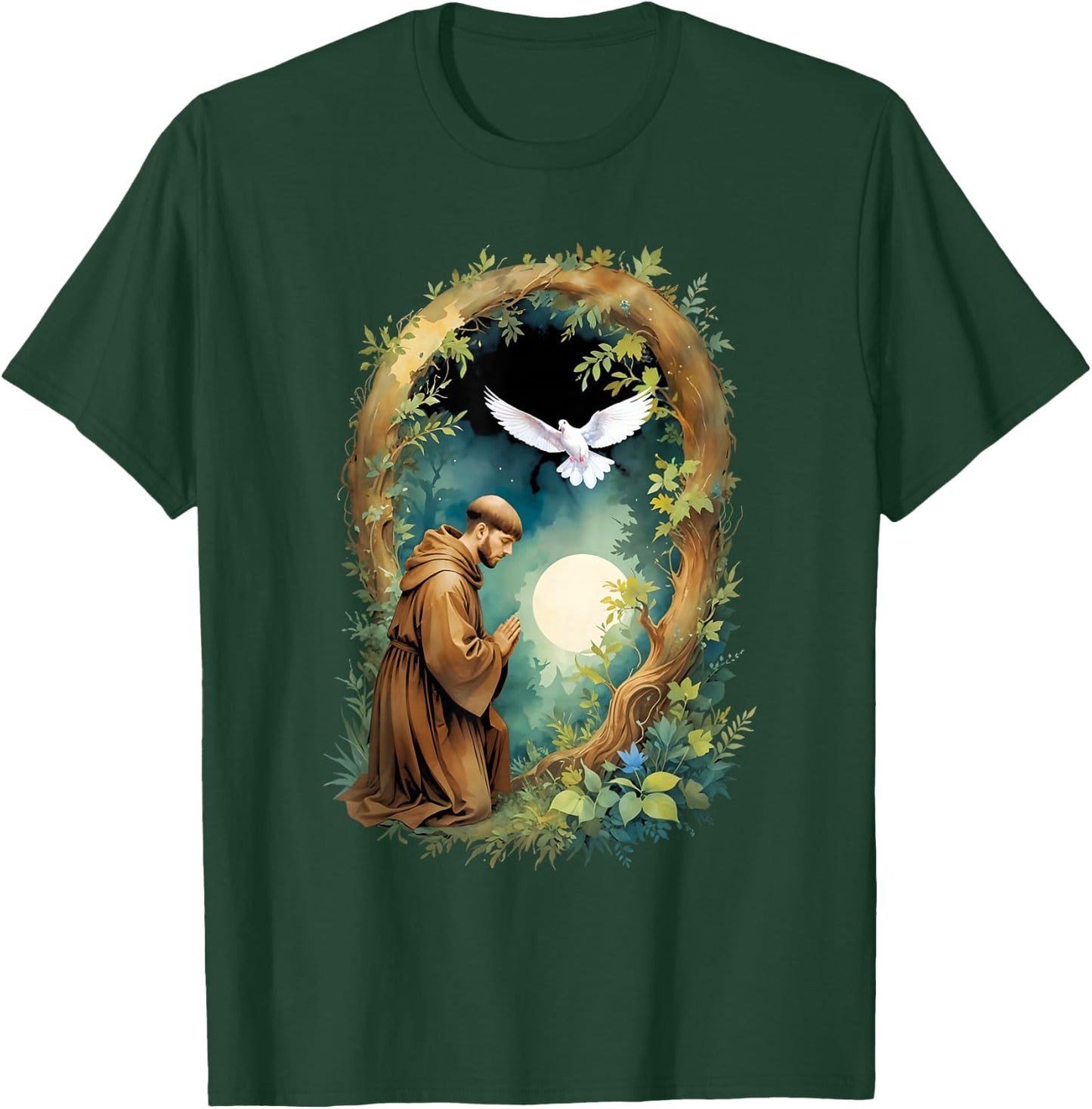 St Francis of Assisi Patron Saint of Animals Holy Catholic T-Shirt - T-Shirt | Forest
