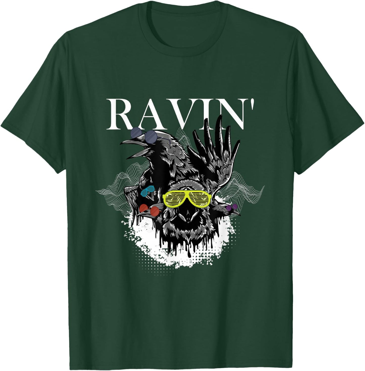 Funny Ravin' | Raven Rave | EDM Music DJ T-Shirt - T-Shirt | Forest