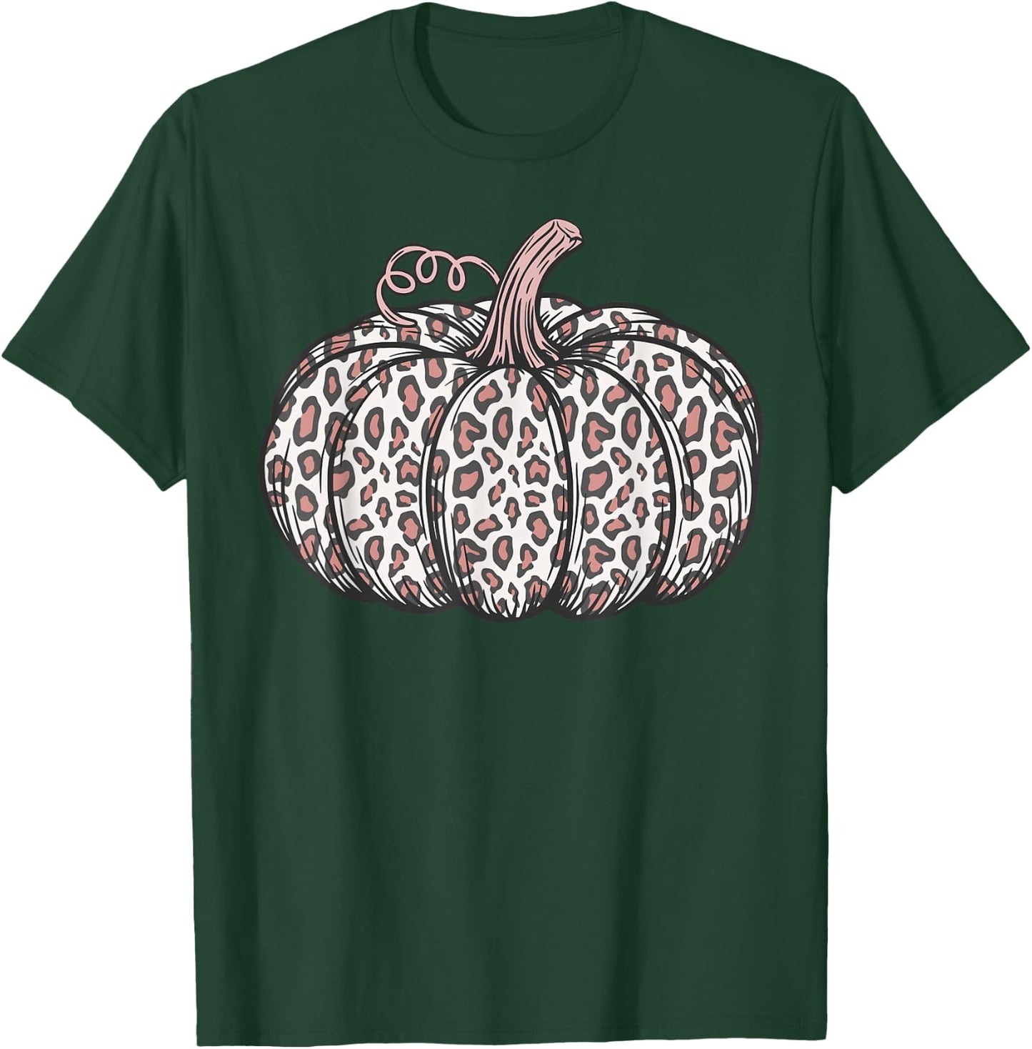 Leopard Print Pumpkin Fall Trendy Autumn Women's Graphic T-Shirt - T-Shirt | Forest