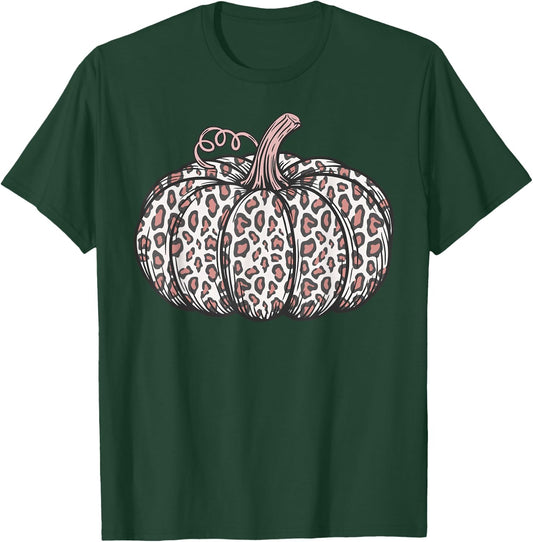 Leopard Print Pumpkin Fall Trendy Autumn Women's Graphic T-Shirt - T-Shirt | Forest