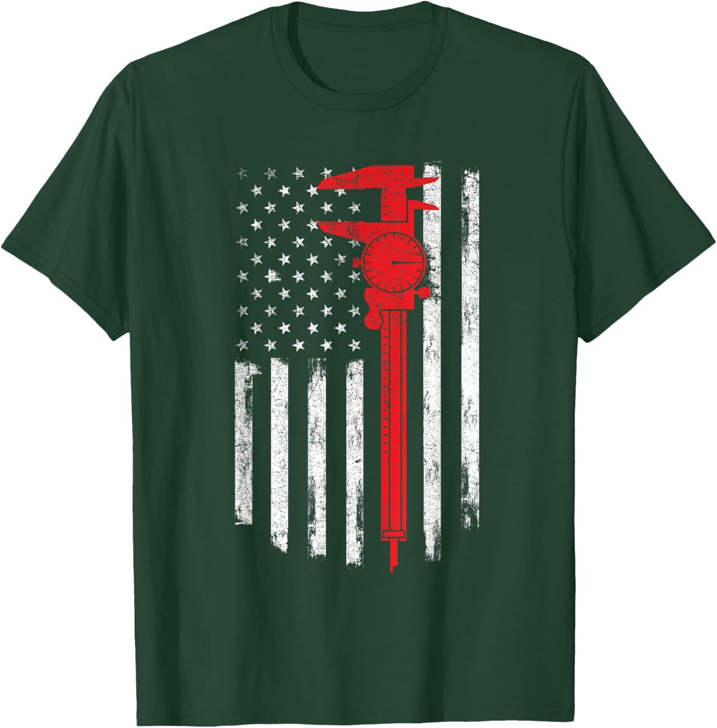 Mechanic Tools - American Flag Machinist Machine Operator T-Shirt - T-Shirt | Forest