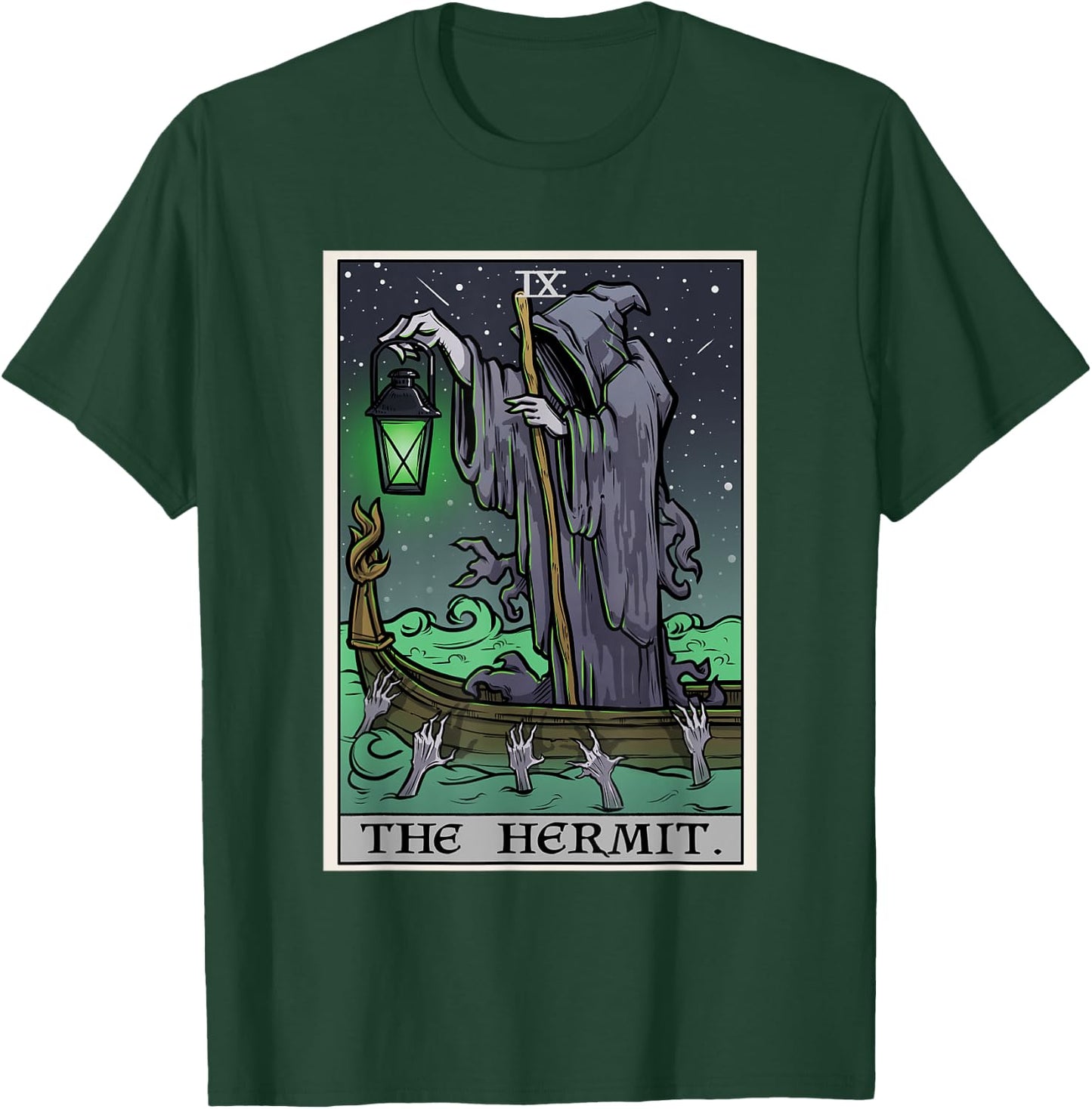 The Hermit Tarot Card Gothic Halloween Grim Reaper Horror Small T-Shirt - T-Shirt | Forest