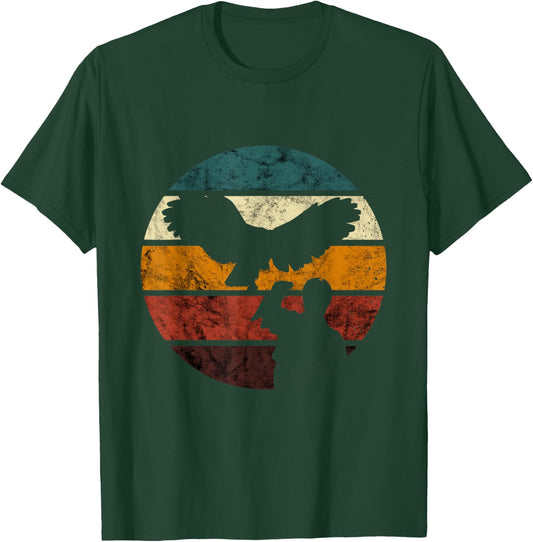 Falconry Red Tailed Hawk Vintage Retro Ornithology Falcon T-Shirt - T-Shirt | Forest