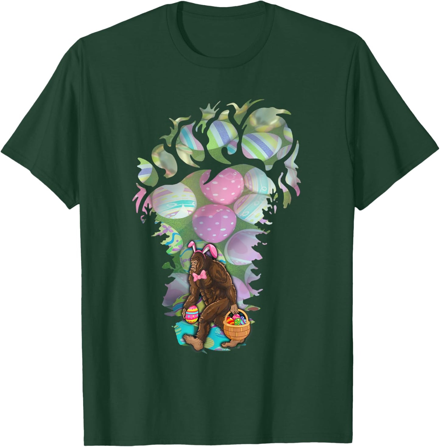 Bigfoot Carring Eggs Easter Bigfoot Easter Costume T-Shirt - T-Shirt | Forest