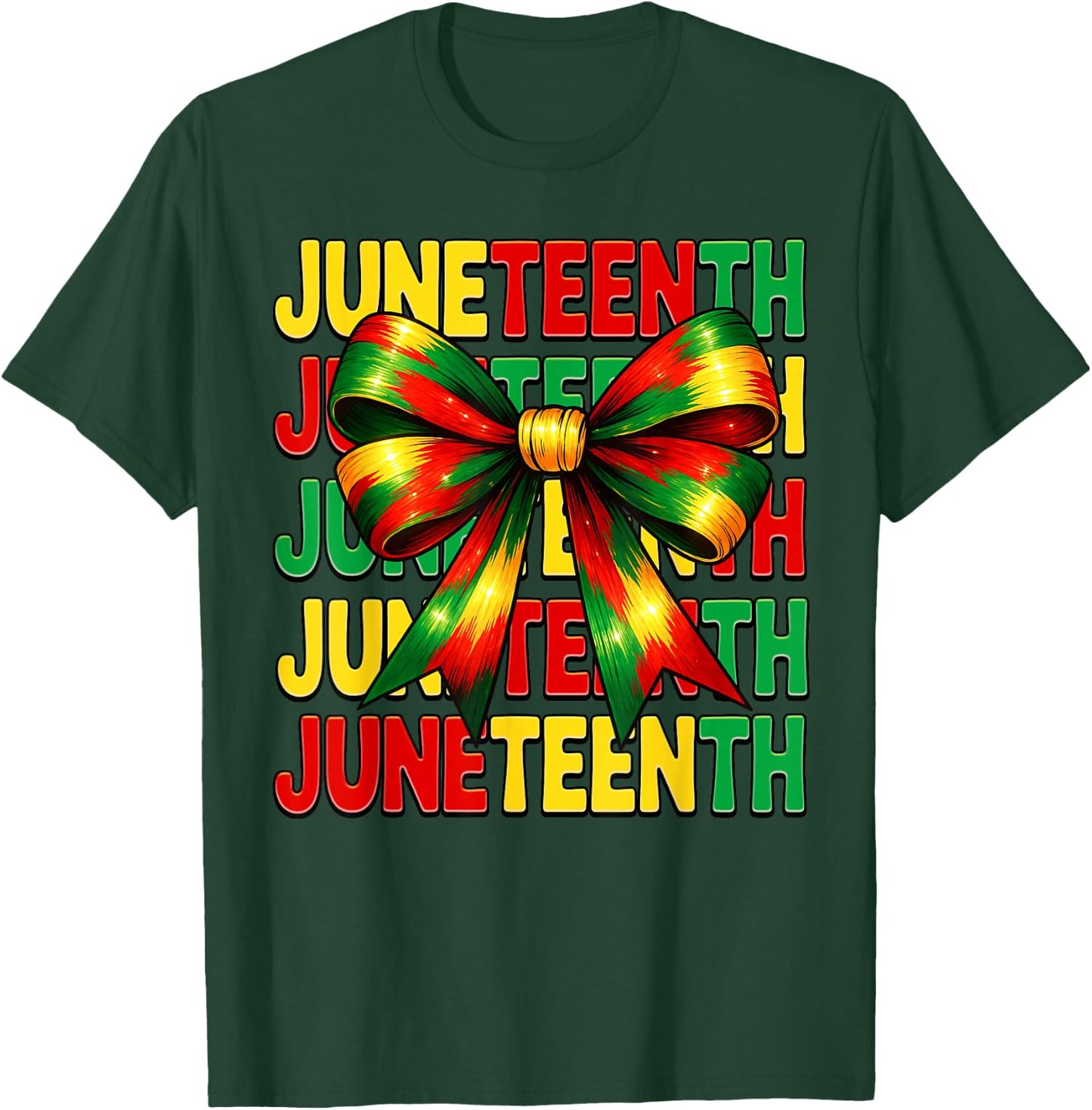 Juneteenth Coquette Bow African Girl Black History Month T-Shirt - T-Shirt | Forest