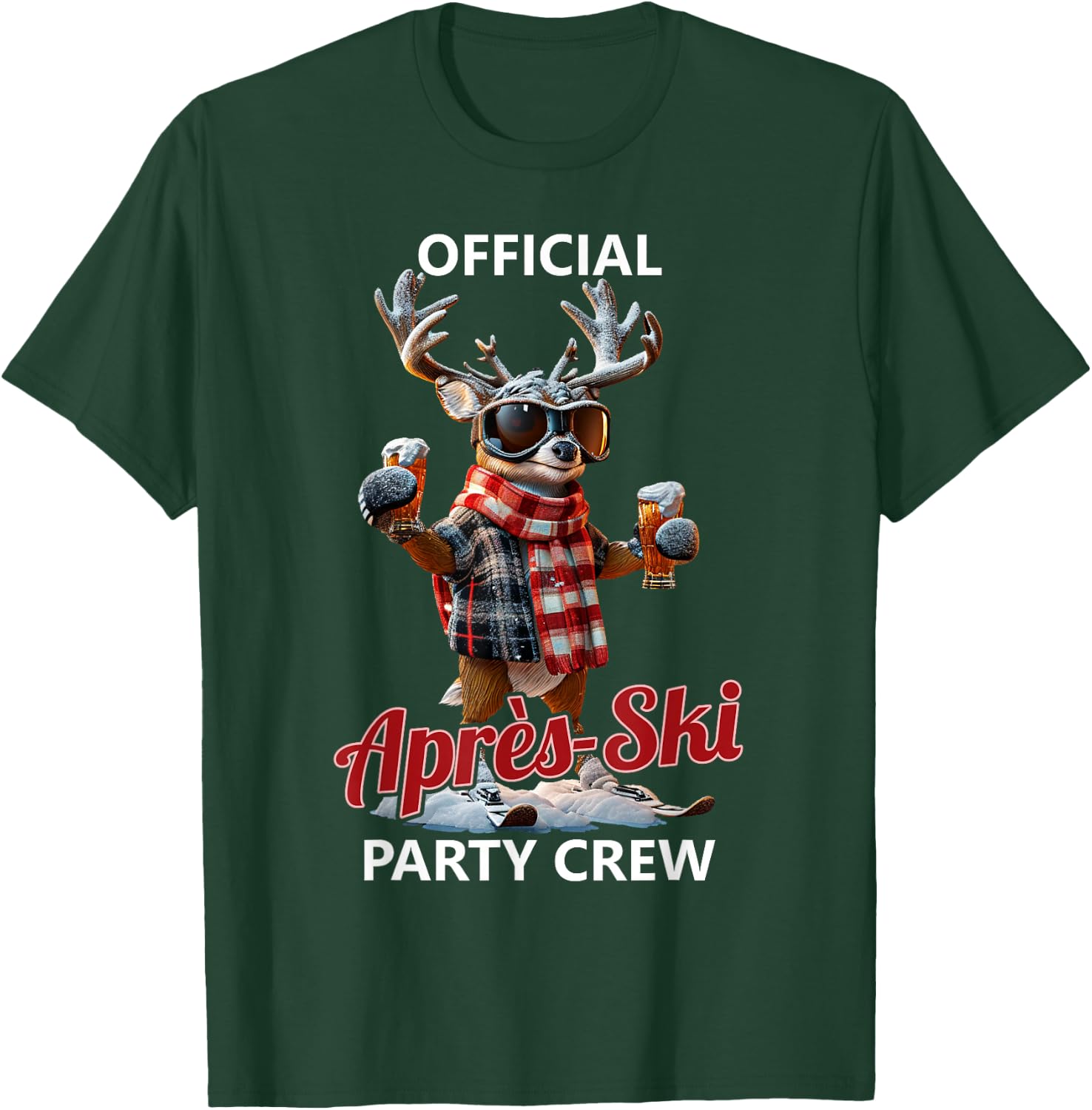 Skiing Official Après-Ski Party Crew T-Shirt - T-Shirt | Forest