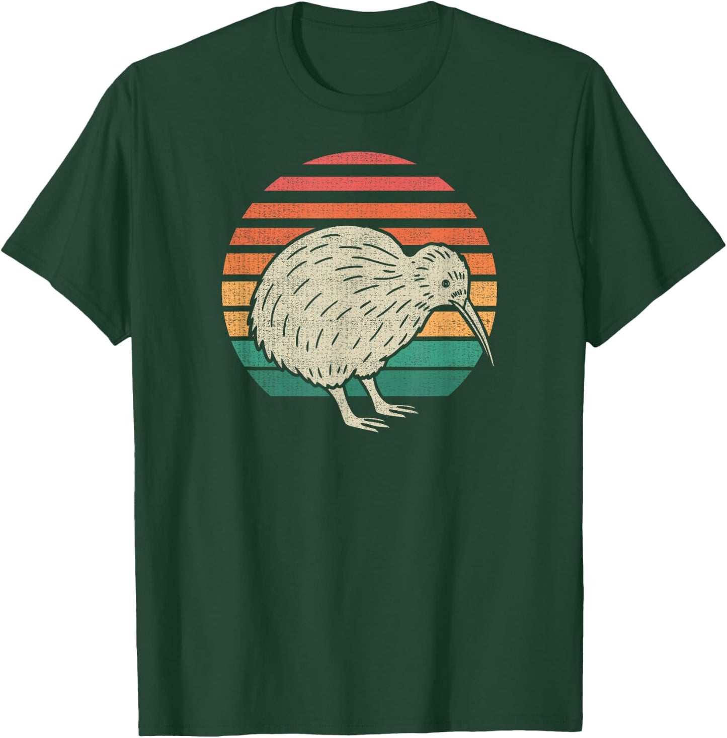 Kiwi Bird Lover Animal Retro 70s T-Shirt - T-Shirt | Forest
