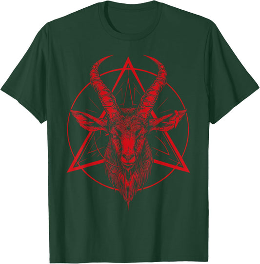 Satanic Goat Baphomet Satanist Halloween Metal Satanism T-Shirt - T-Shirt | Forest